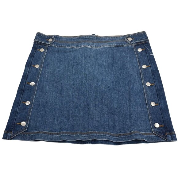 Inc International Concepts Denim Button Side Mini Skirt Women's Size 16 - Picture 1 of 5